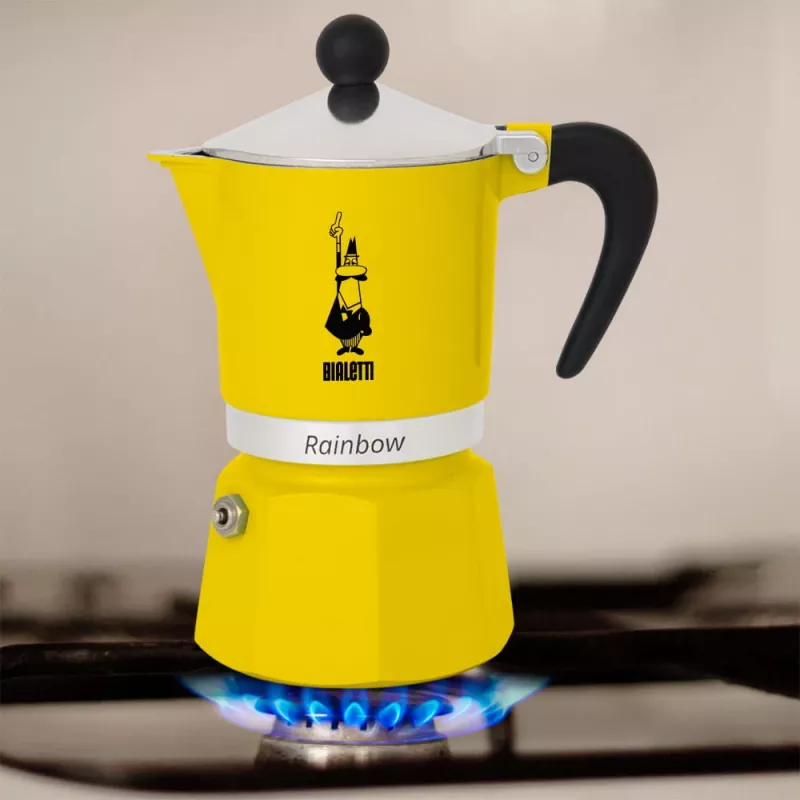 Moka kanvica Bialetti Rainbow čierna žltá