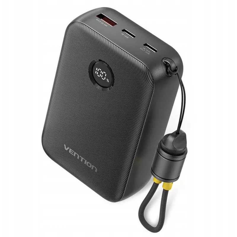Prenosná nabíjačka Vention FKBB0-C 20000 mAh Powerbank, 1x USB-A + 2x USB-C, čierna