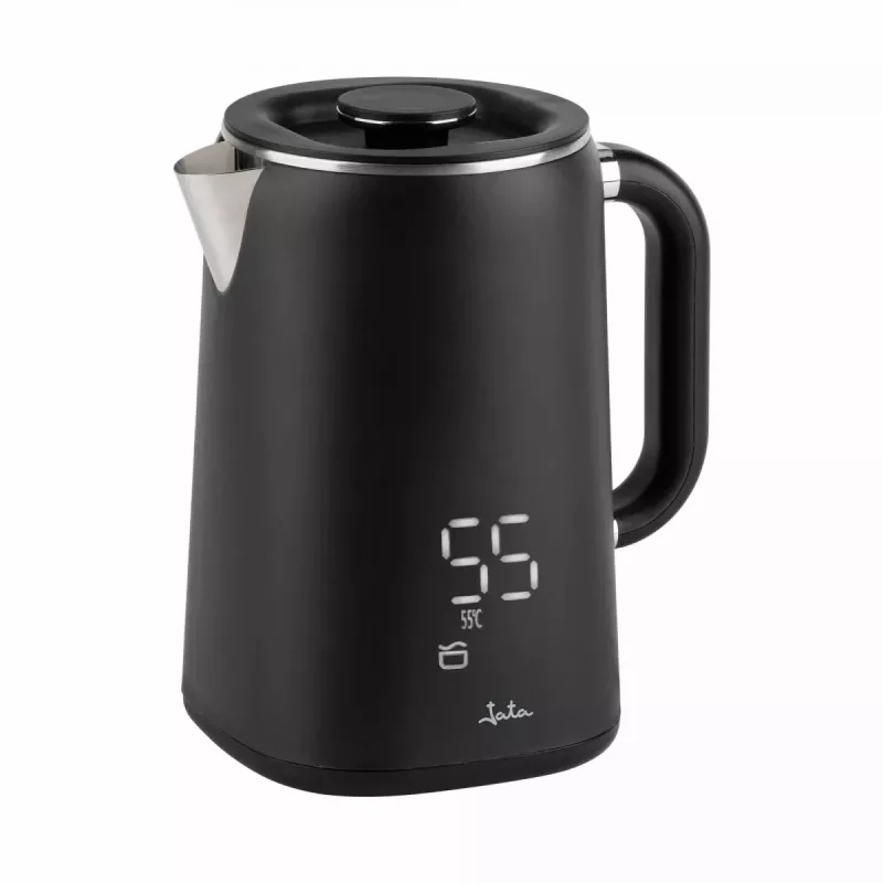 Jata JEHA1575 elektrická kanvica, 1,7 l, 1500 W, 5 nastavení teploty, čierna/nehrdzavejúca oceľ