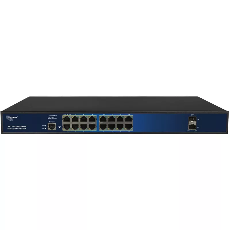 PoE switch ALLNET ALL-SG8618PM 18-portový Gigabit (16 PoE + 2 uplink)