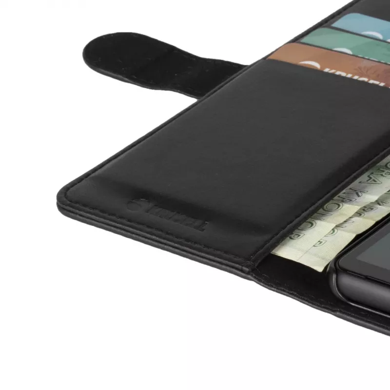 Peňaženka na telefón Krusell pre Apple iPhone 12 Pro Max – čierna, folio puzdro s priehradkou na karty