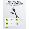 Goobay USB-C kábel Fabric Supersoft s kovovými konektormi, 2 m, čierny (2m, USB 2.0, 60W), USB kábel