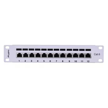 Patch panel LANBERG PPF6-9012-S, 12-port, kov, sivá, 1HE, 215×130×44.5 mm