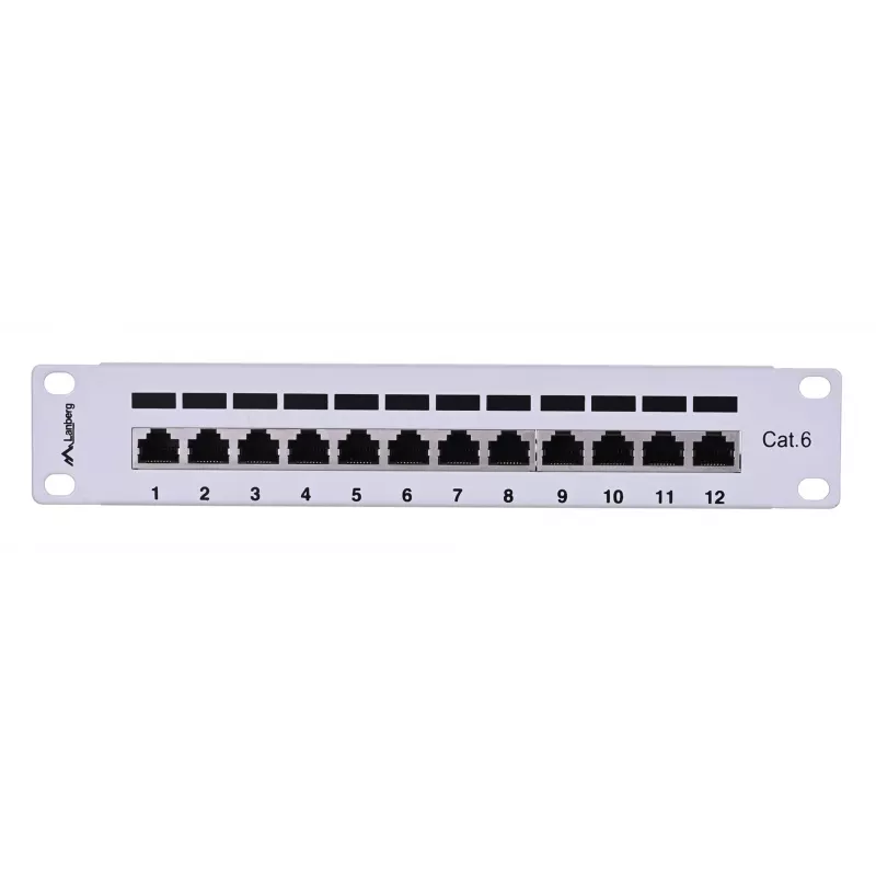 Patch panel LANBERG PPF6-9012-S, 12-port, kov, sivý, 1HE, 215×130×44.5 mm