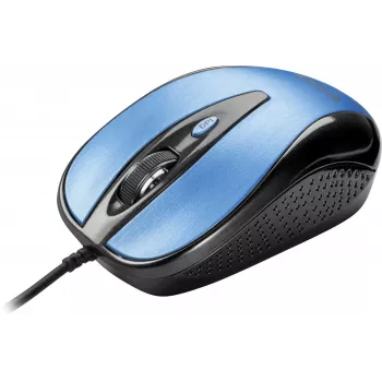 USB káblová myš, 4 tlačidlá, optická, symetrická, modrá