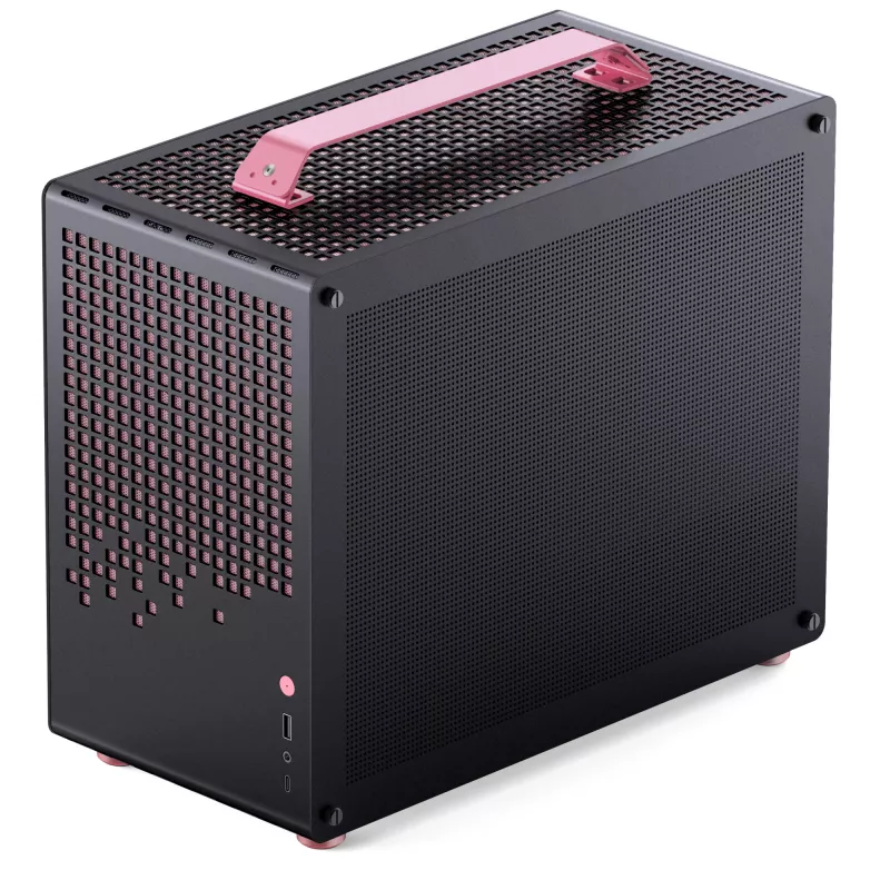 Jonsplus MATX Handle Case Z20 čierno-ružová – Mini/Micro/Flex-ATX skriňa s rukoväťou