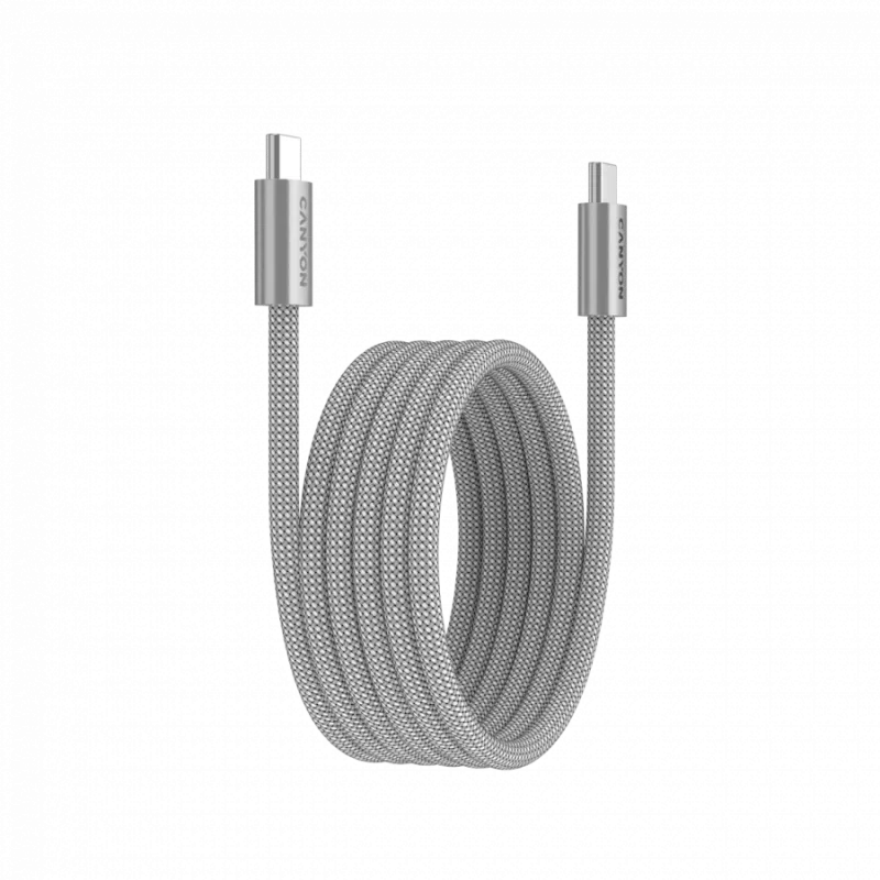 CANYON kábel OnWire 60MG C-C 60W magnetický pletený 1m svetlosivý