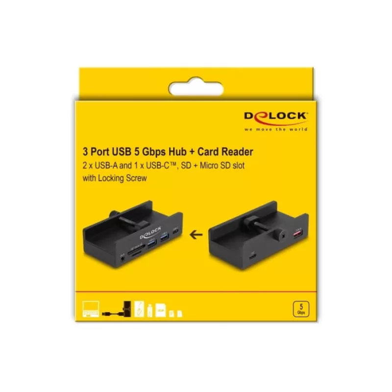 DeLOCK 64285 USB 2.0 Type-A hub 5000 Mbit/s čierny