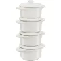 Staub Mini Cocotte sada 4-dielna okrúhla, keramika, slonovinová biela (1009383)