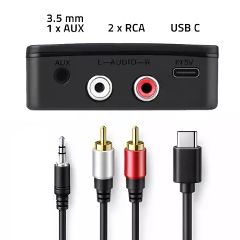 QOLTEC bezdrôtový audio HiFi vysielač/prijímač model 56981 — Bluetooth/Line-In audio most