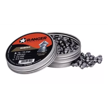 Diabolo RANGER PRORO 5,5 mm, tvar diabolo, strieborná, 250 kusov, hliníkový dávkovač