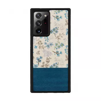 Puzdro na telefón Man and Wood pre Samsung Galaxy Note 20 Ultra — modrý kvet na čiernej