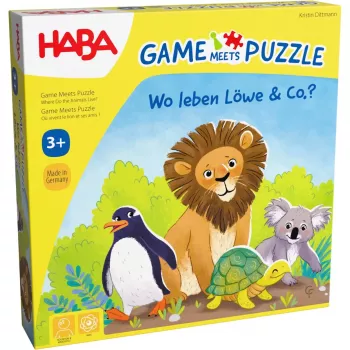 Hra sa stretáva s puzzle - Kde žije lev a spol., stolová hra