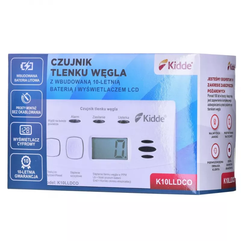 K10LLDCO KIDDE Detektor oxidu uhoľnatého a oxidu uhoľnatého