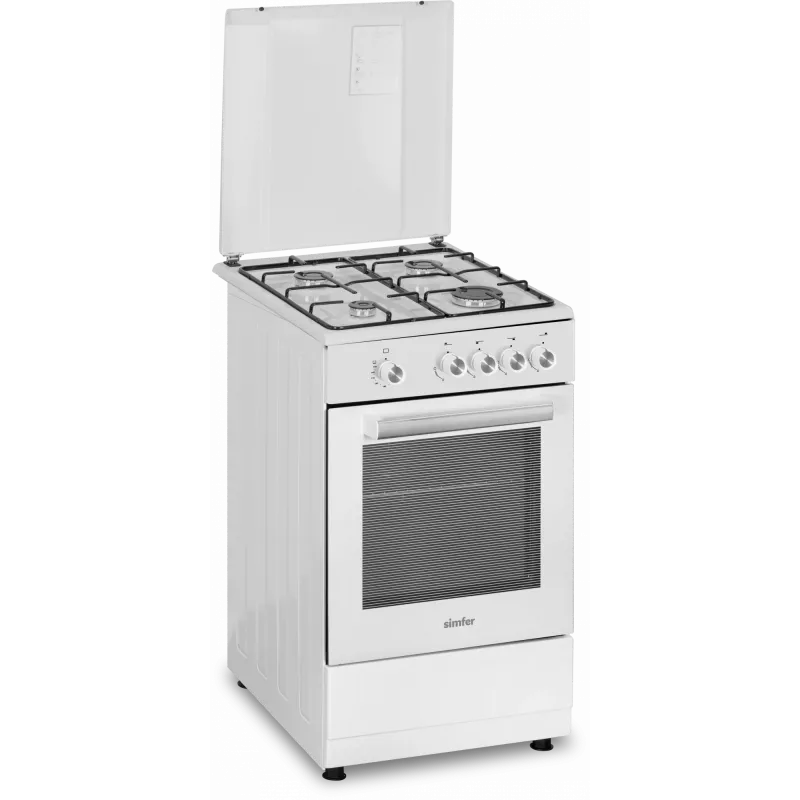 Simfer sporák 4401SGRBB typ varnej dosky plynová typ rúry plynová biela šírka 50 cm 49 l hĺbka 55 cm