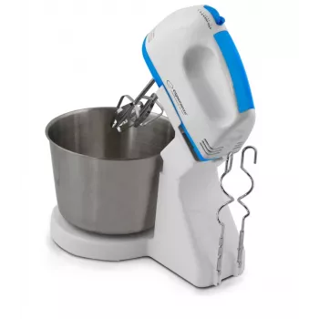 Stojanový mixér ESPERANZA EKM019WB — 150 W, misa 2,5 l, 7 rýchlostí, hnetacie háky, dvojité metly, biela