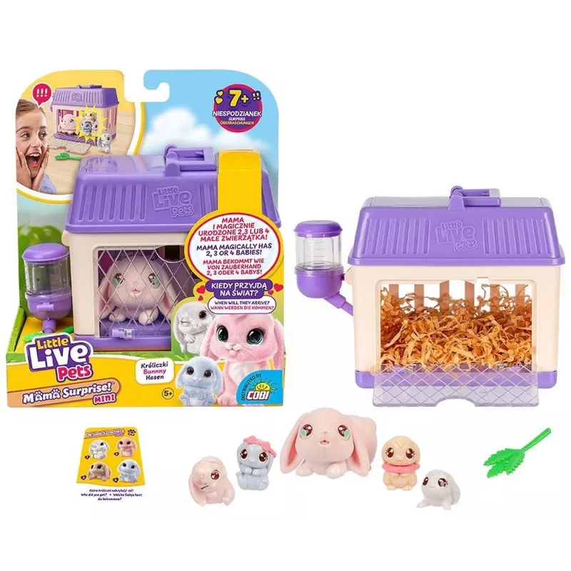 Interaktívna hračka Cobi Little Live Pets Mama Surprise Mini Bunny MO-26625, malá interaktívna figúrka