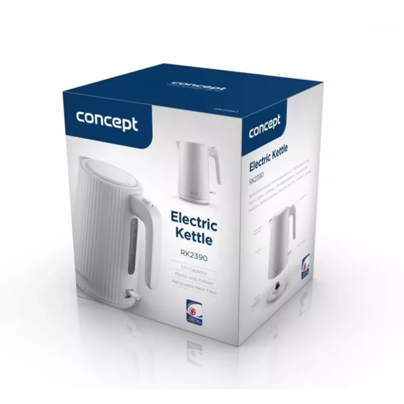 Rýchlovarná kanvica Concept Solution RK2390, plastové puzdro, 1,7 L, biela