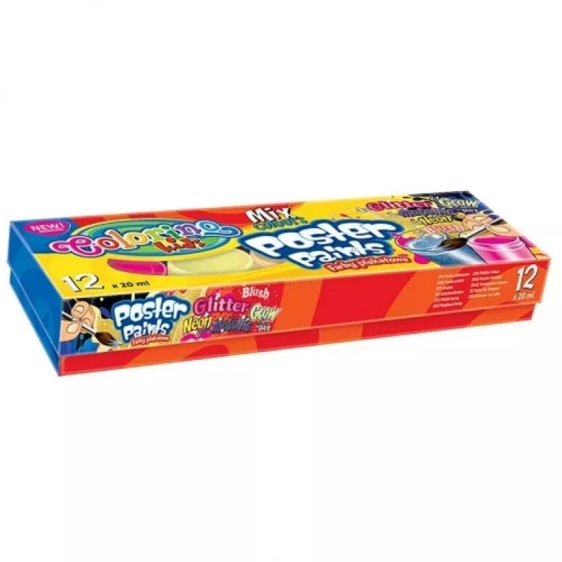 Colorino Kids Mix plagátové farby (metalické, žiarivé, neónové, trblietavé)