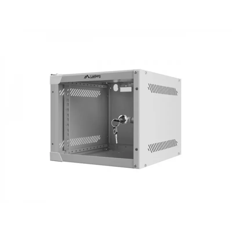 Lanberg WF10-2304-10S nástenná rack skriňa 10" 4U, 280×310 mm, sklenené dvere, 20 kg, sivá (RAL 7035)