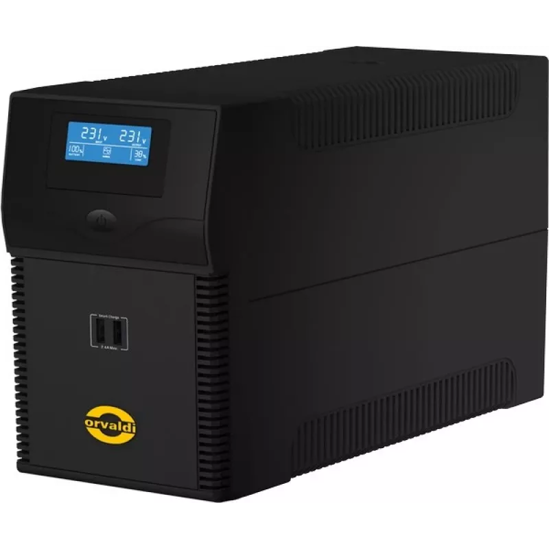 Záložný zdroj ORVALDI ID2K0CH Line-Interactive 2 kVA / 1200 W, 24 V, 9 Ah batérie, LCD, USB, kompaktný čierny
