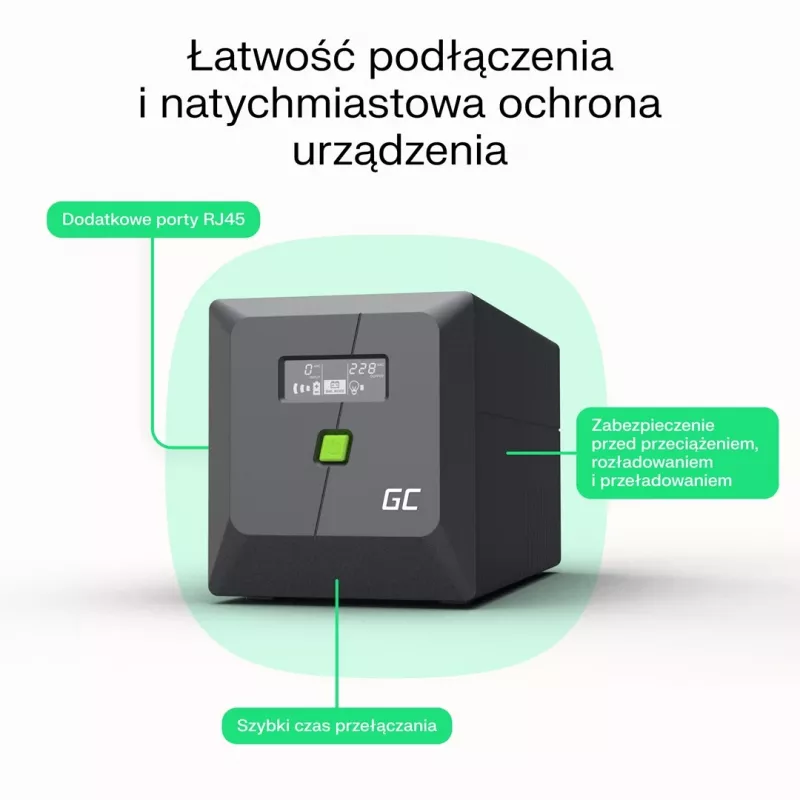 Green Cell neprerušiteľné napájanie (UPS) Line-Interactive 1,5 kVA 900 W 4 AC výstupy