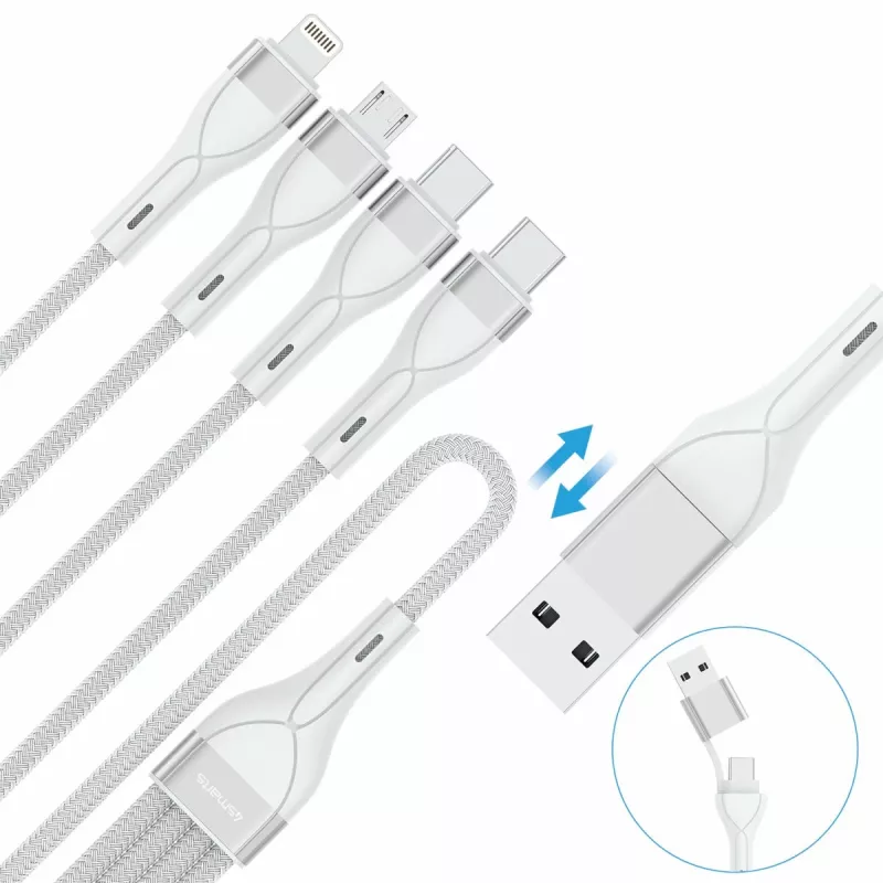 4smarts 541024 USB kábel 1,2 m USB A/USB C USB C/Micro USB-A/Lightning biely (541024)