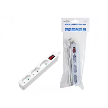 Predlžovací kábel LogiLink LPS230 1,5 m 3 AC výstupy interiér biely