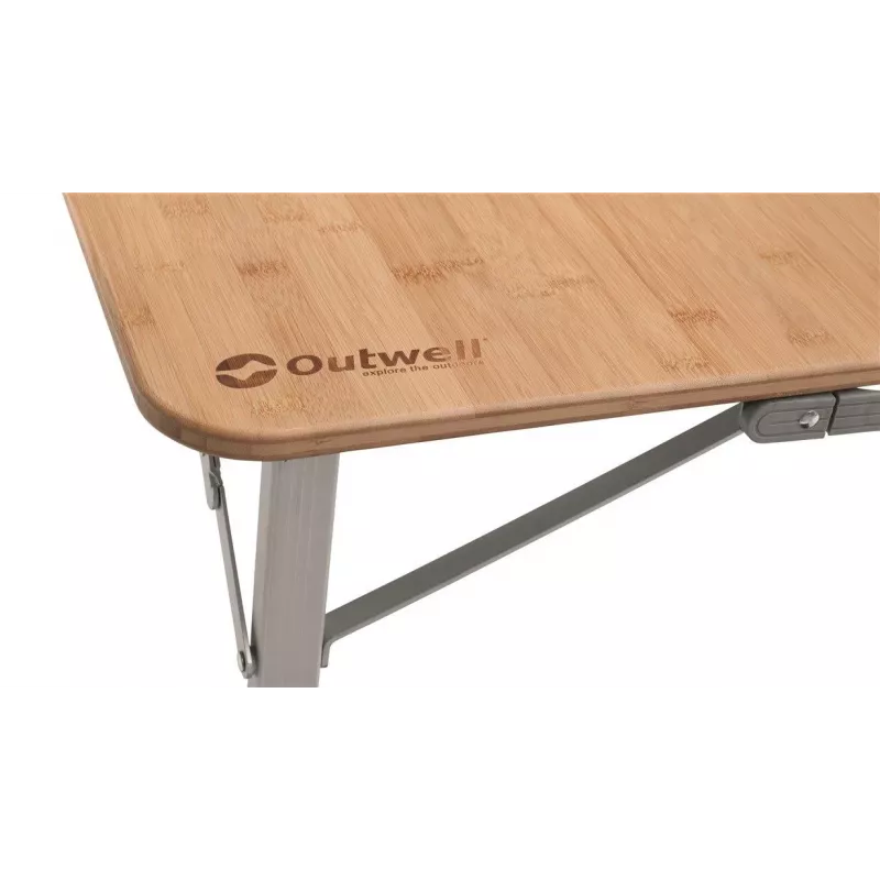 Outwell Custer L Brown kempingový stôl — bambusová doska, hliníkový rám, 700×1200 mm, 11,5 kg