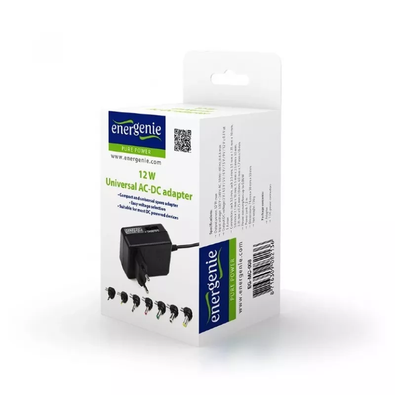 EnerGenie EG-MC-008 sieťový adaptér/menič do interiéru 12 W čierny