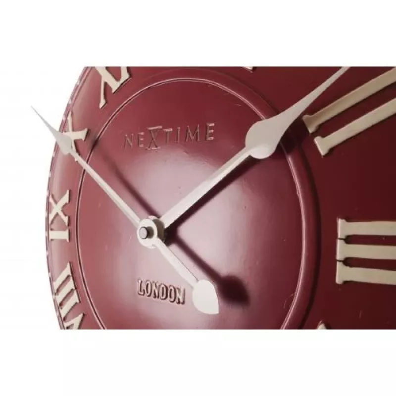 NeXtime hodiny 3083ro London Roman, Ø34.5 cm, nástenné hodiny, červená/biela