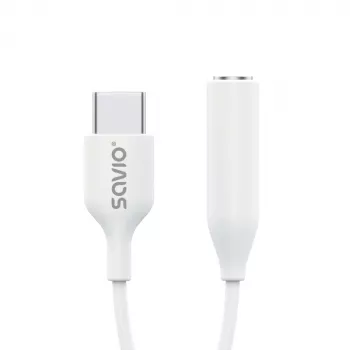 USB Type 3.1 C (M) – Jack 3,5mm (F) audio adaptér biela SAVIO AK-52