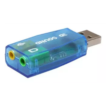USB externá zvuková karta Gembird Virtus2 — USB rozhranie, 3,5 mm slúchadlá, modrá priehľadná