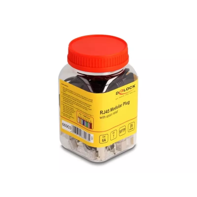 DeLOCK 66903 káblový spoj RJ-45 čierny kovový konektor samec 25 ks