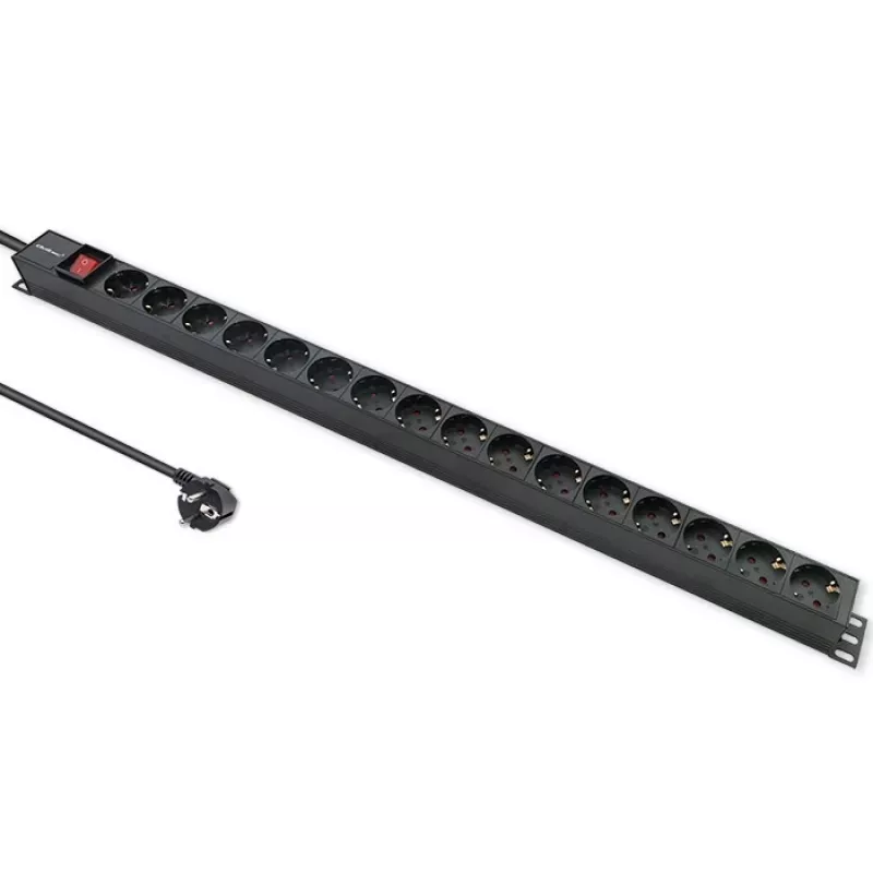 Qoltec hliníkový PDU pre RACK | 16A | 16 x Schuko | vertikálny | 1,8 m