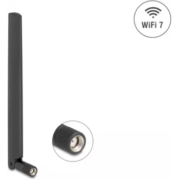 Omnidirekcionálna sieťová anténa DELOCK 81452 RP-SMA, 4,4 dBi, 2,4–7,125 GHz, 169,7 mm