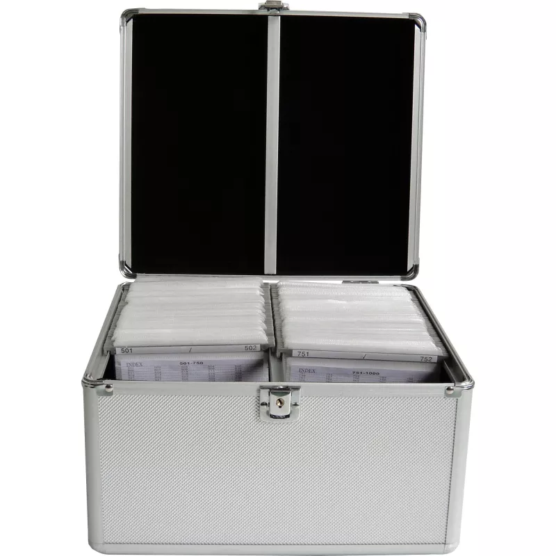 MEDIARANGE BOX76 - úložná krabica - 300 diskov - strieborná - fleece - plast - drevo - 120 mm - hliník