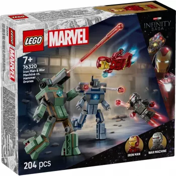 Konštrukčná hračka LEGO Marvel Super Heroes Iron Man War Machine sada 76320, 204 dielov, 2 minifigúrky, výška 100 mm