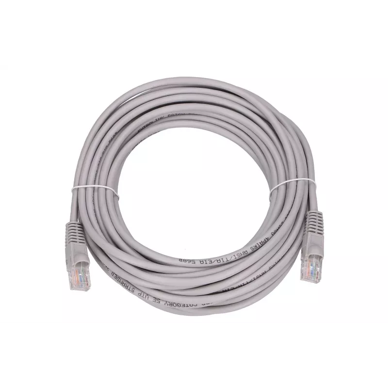 Ethernetový patch kábel Extralink Cat 5e UTP, 10 m, RJ-45–RJ-45, sivý