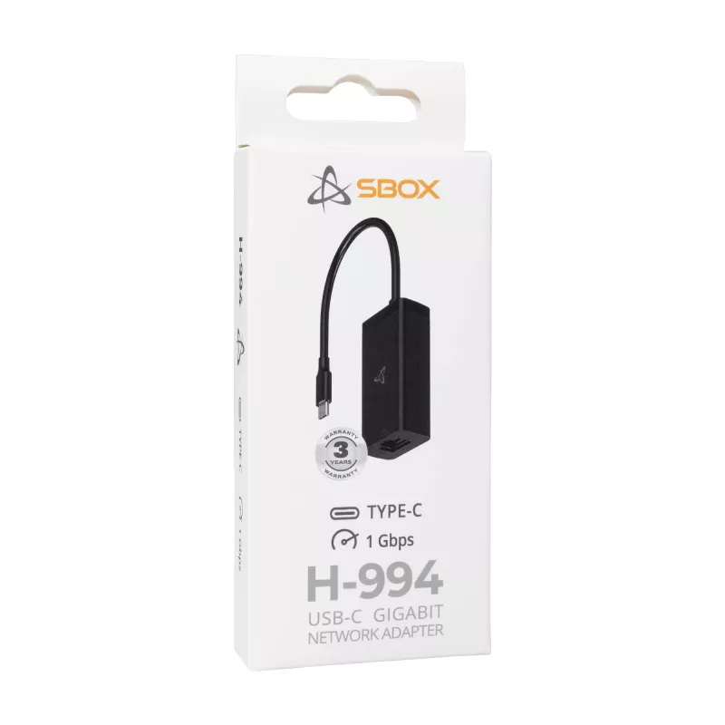 USB-C Gigabit sieťový adaptér SBOX H-994, 1000 Mbit/s Ethernet, USB-C na RJ45