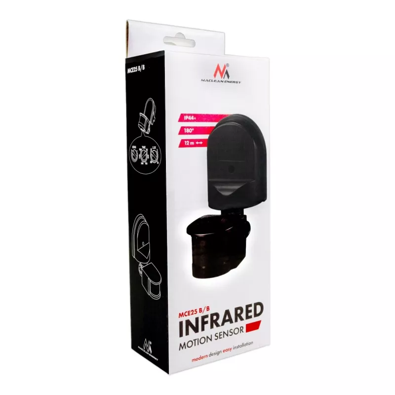 Senzor pohybu a súmraku MACLEAN MCE25 B — detektor pohybu so svetelným senzorom, nástenná/stropná montáž
