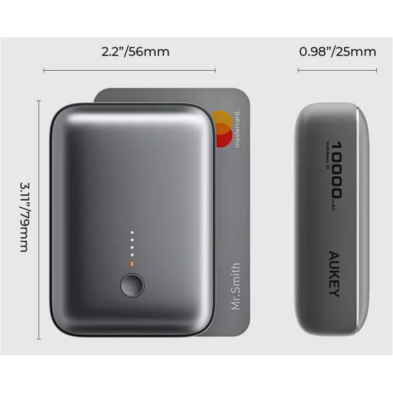 AUKEY 157000 powerbanka 10000 mAh sivá