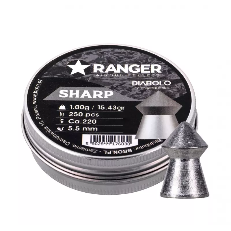 Diabolo RANGER PRORO 5,5 mm, tvar diabolo, strieborná, 250 kusov, hliníkový dávkovač