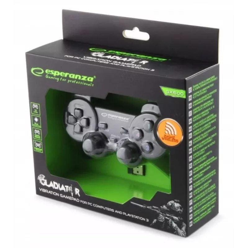 Esperanza EGG108K herný ovládač čierny USB 2.0 gamepad analógový / digitálny PC, Playstation 3