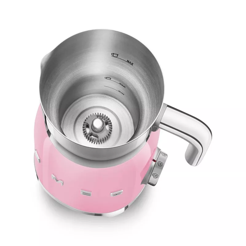 Automatický šľahač mlieka Smeg MFF11PKEU ružová nerezová oceľ 500W