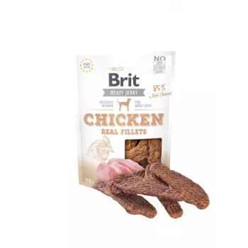 Brit Jerky Snack kura 80 g — pevné maškrty pre psov s kuracou príchuťou pre dospelé psy všetkých plemien a veľkostí. Bez cukru, bez lepku, bez sóje a…