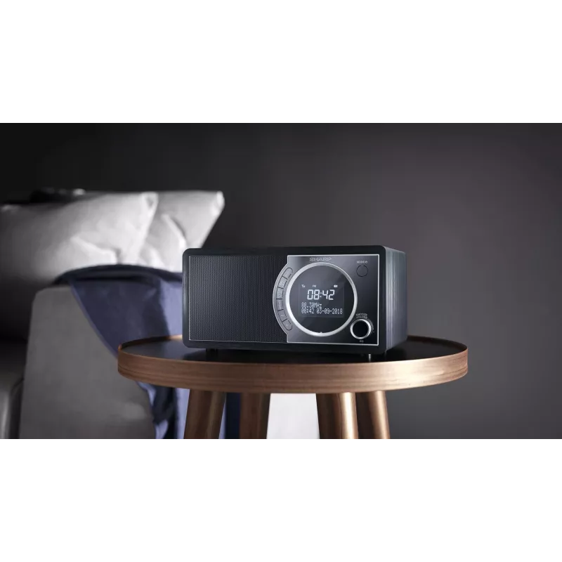 Sharp DR-450 digitálne rádio – čierna, osobné, digitálne, DAB, DAB+, FM, 87,5 – 108 MHz, 174,928 – 239,2 MHz, 3 W