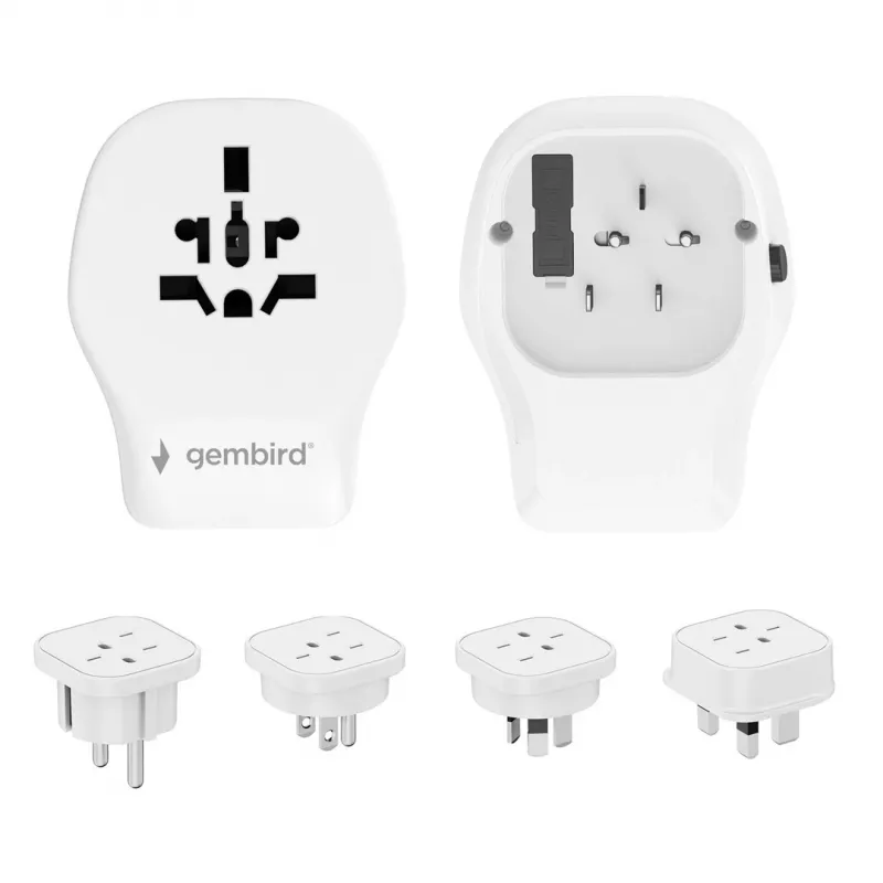 Nástenný cestovný adaptér GEMBIRD TPA-1A2C20-02-W 20W — 1xUSB-A + 2xUSB-C, zástrčka typ G, 100–250 V, biela