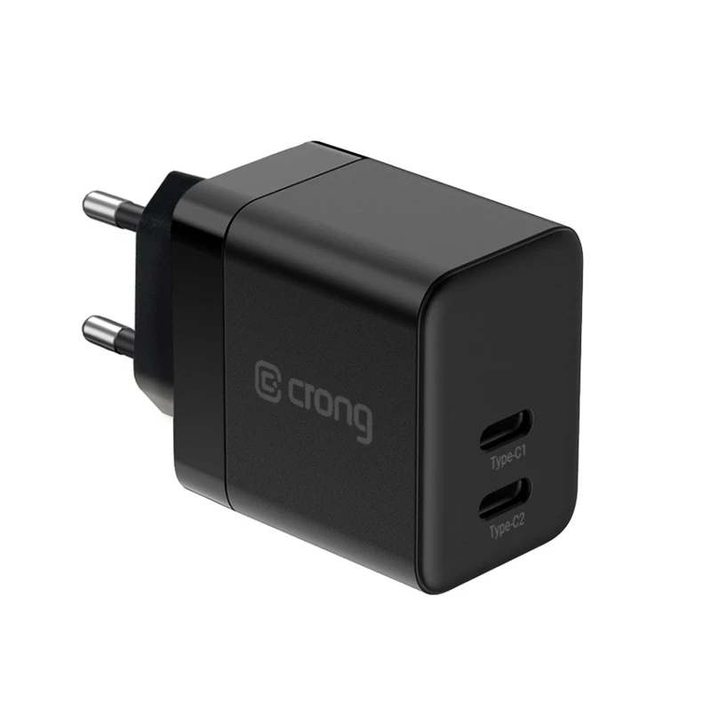 Crong nástenná nabíjačka Ultra Compact GaN 35W PD 3.0 2x USB-C (čierna)