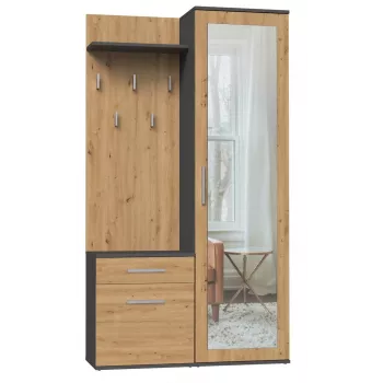Skriňa do predsiene Top e shop GARD DUO ANT/ART KPL — 2 otočné dvere, drevotrieska, 1000×350×1800 mm